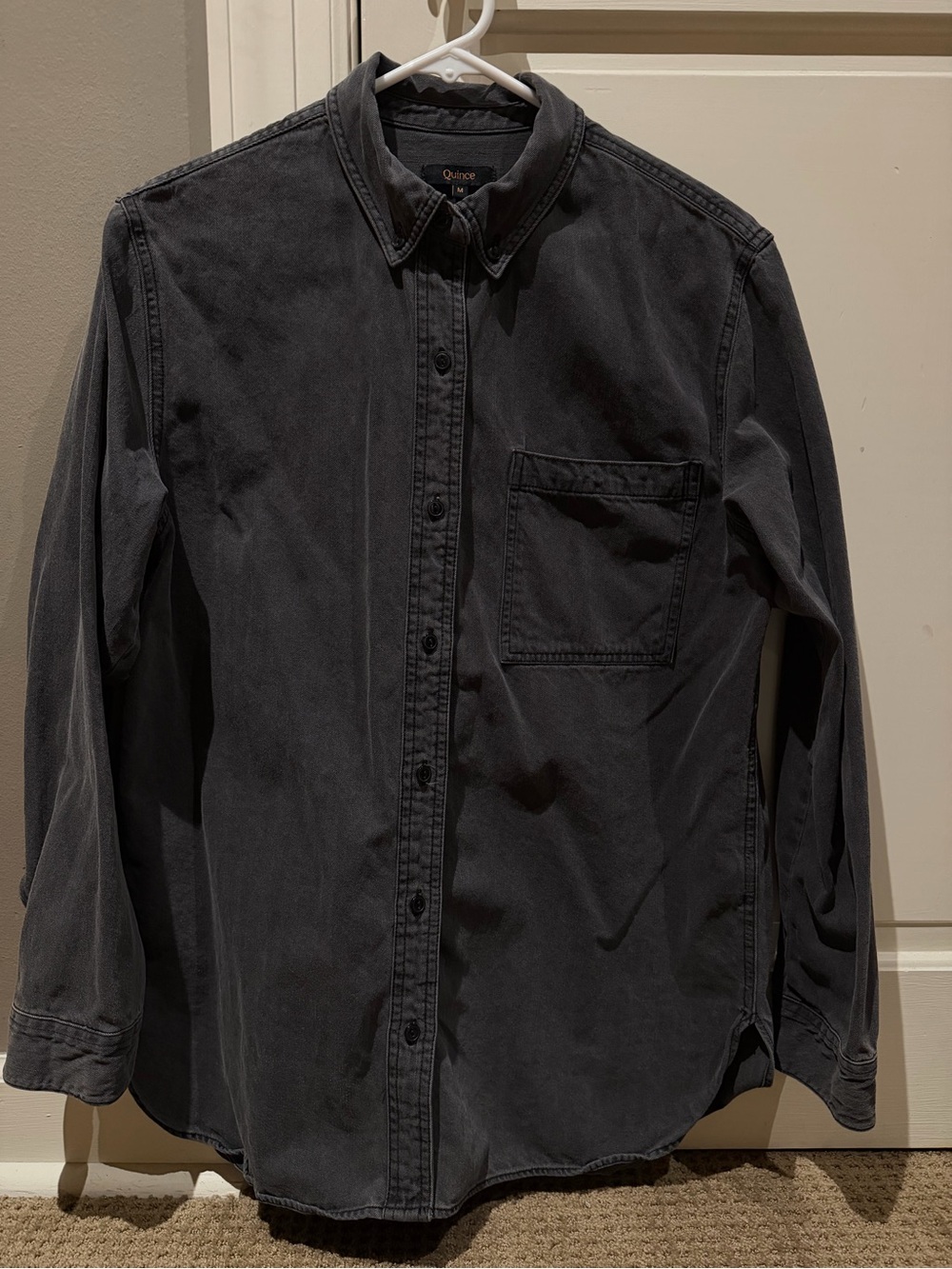 Quince Black Washed Long-Sleeve Button-Down Shirt